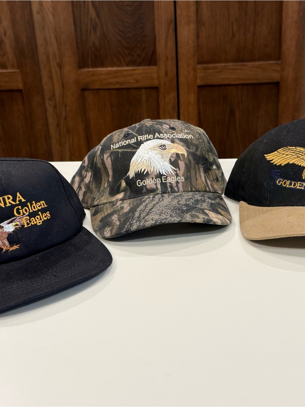 3pc NRA Golden Eagles Hats Made in USA Eagle Embroidered Lot OS